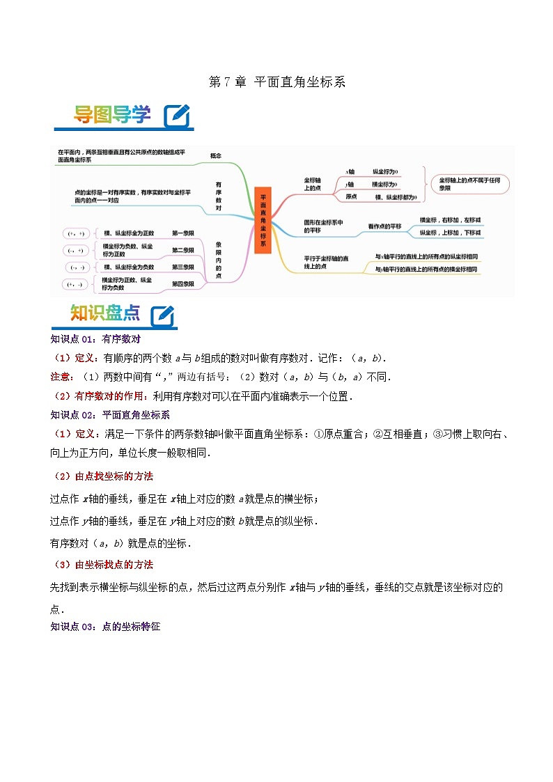第7章《平面直角坐标系》——【期末复习】七年级数学下册章节知识点梳理（人教版）01