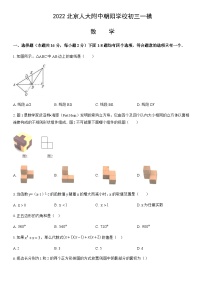 2022北京人大附中朝阳学校初三一模数学（教师版）