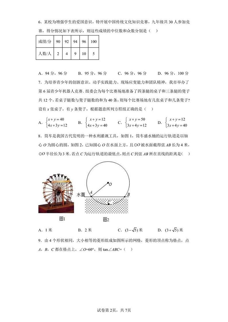 2023年山东省枣庄市滕州市中考二模数学试题02