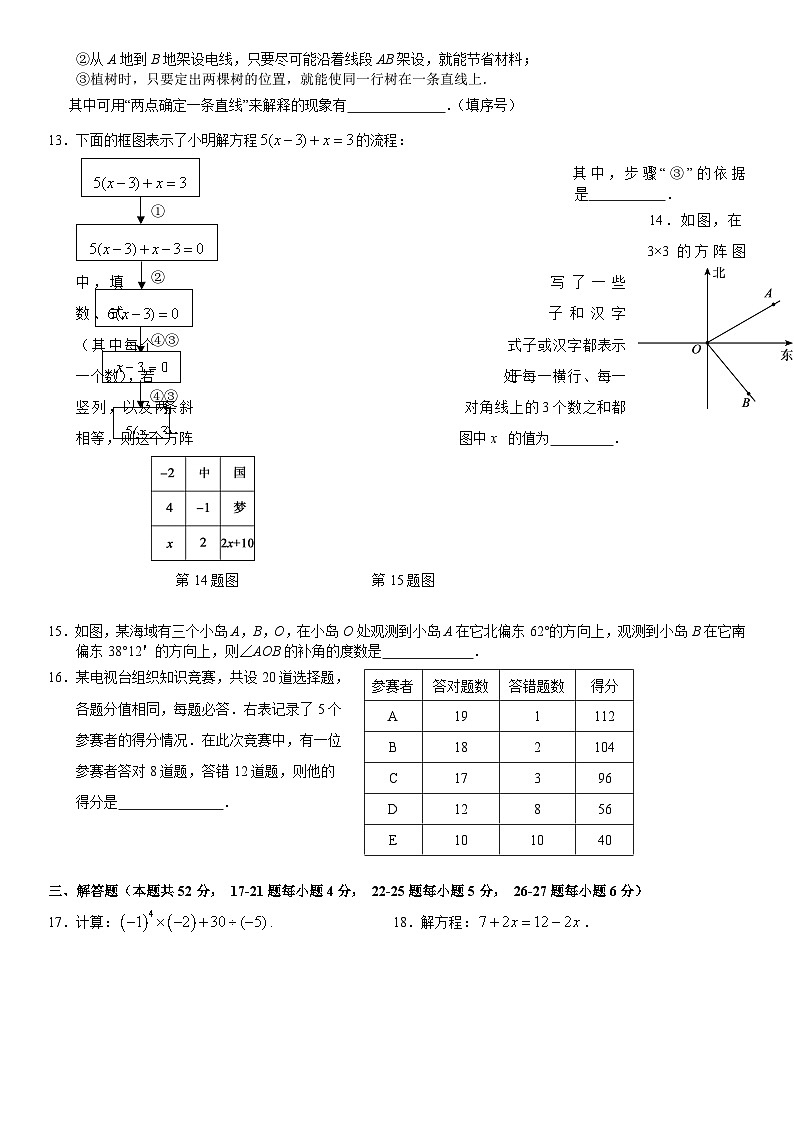 2018北京市朝阳区初一（上）期末数学含答案第2页