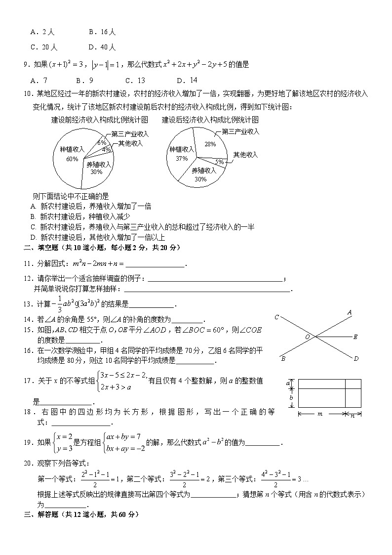 2018北京顺义初一（下）期末数学（教师版） 试卷02