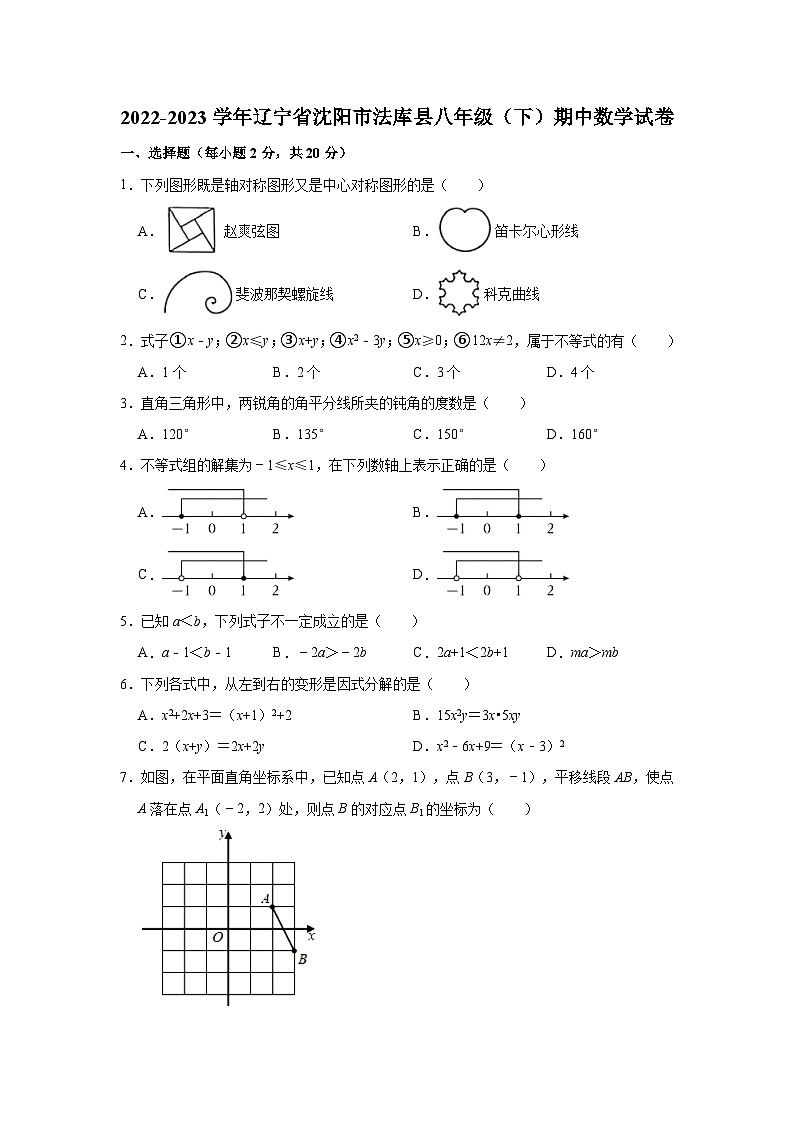 2022-2023学年辽宁省沈阳市法库县八年级（下）期中数学试卷（含解析）01