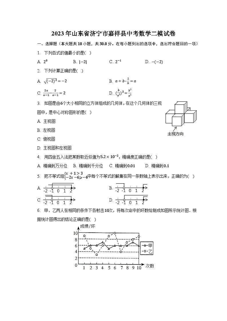 2023年山东省济宁市嘉祥县中考数学二模试卷-普通用卷01