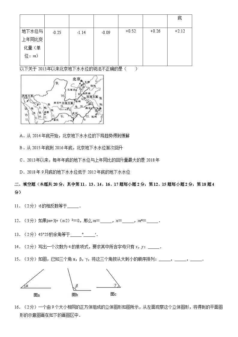 2019北京西城初一（上）期末数学含答案第3页