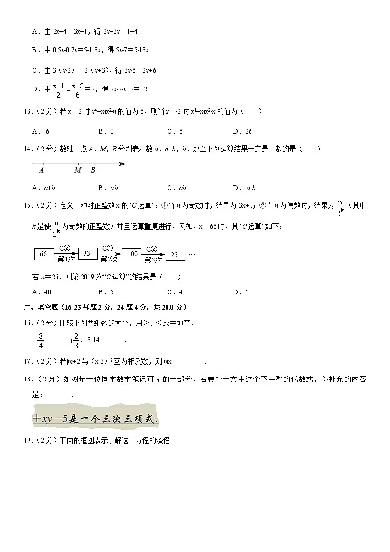 2019北京十二中初一（上）期中数学含答案 试卷02