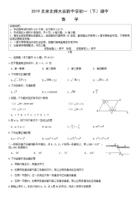 2019北京北师大实验中学初一（下）期中数学（教师版）