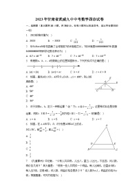 2023年甘肃省武威第九中学中考数学四诊试卷