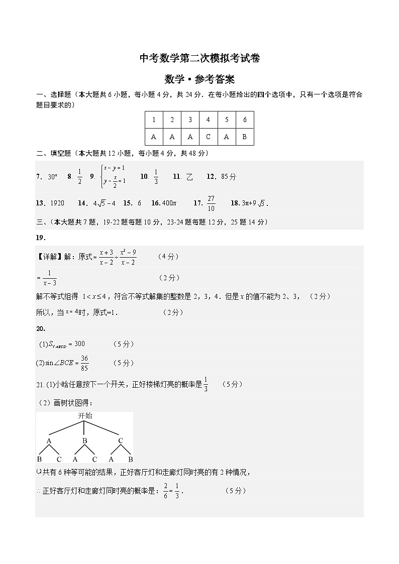 数学（上海卷）-学易金卷：中考第二次模拟考试卷01