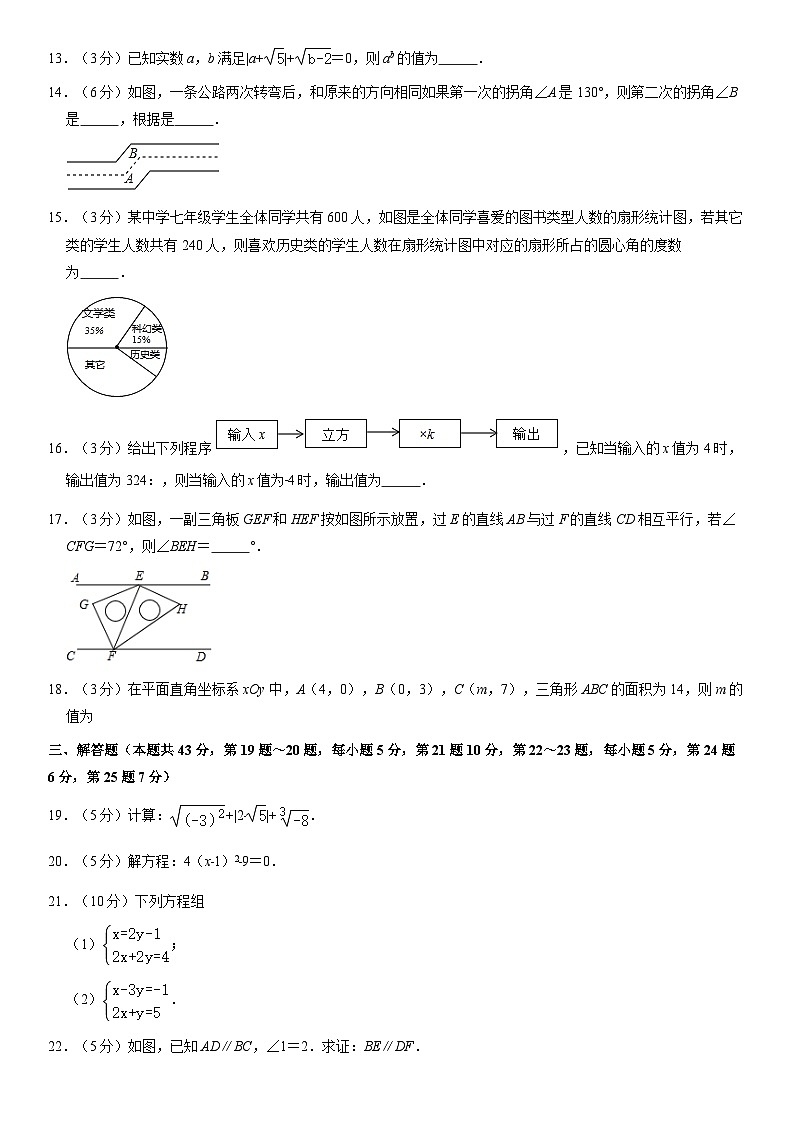 2020北京人大附中初一（下）期中数学（教师版） 试卷03