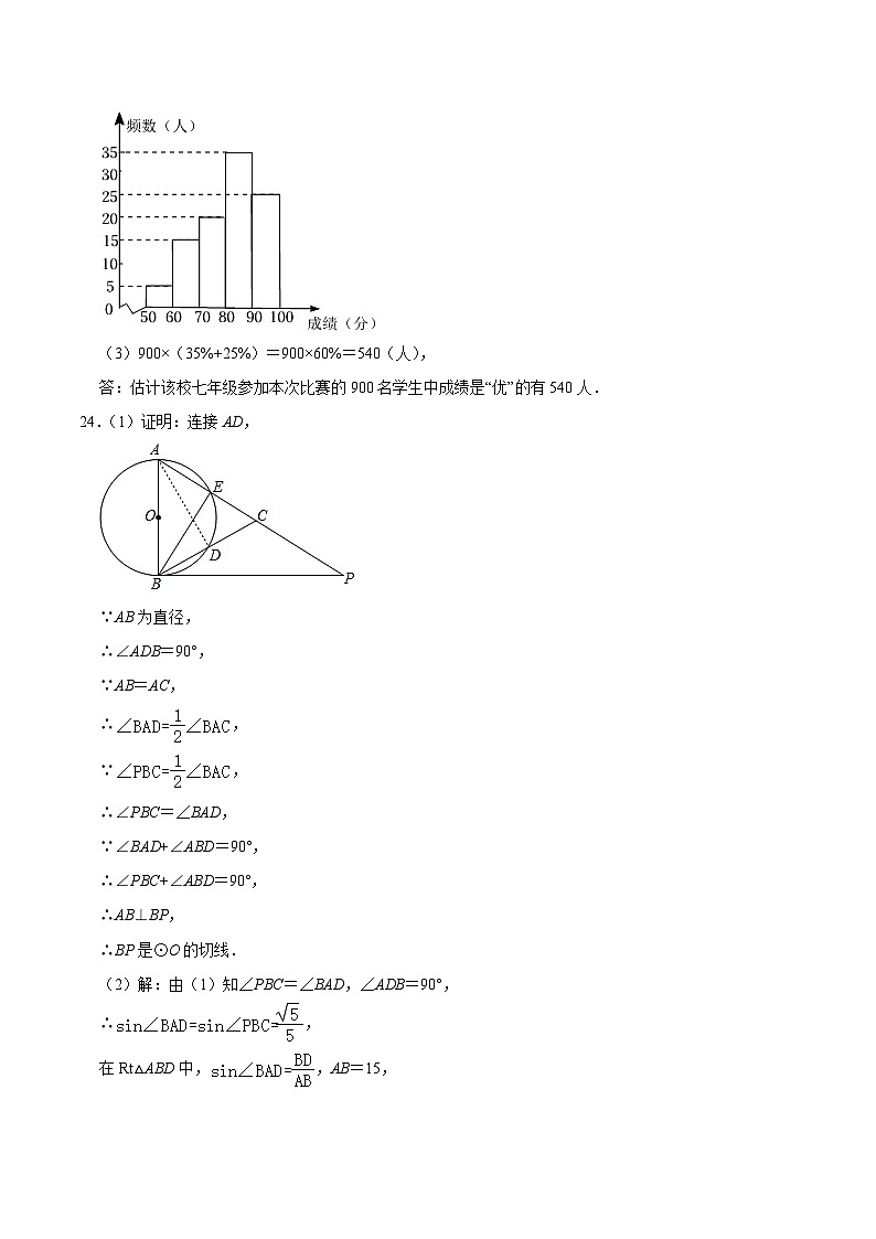 数学（江苏无锡卷）-【试题猜想】2023年中考考前最后一卷（参考答案）第3页