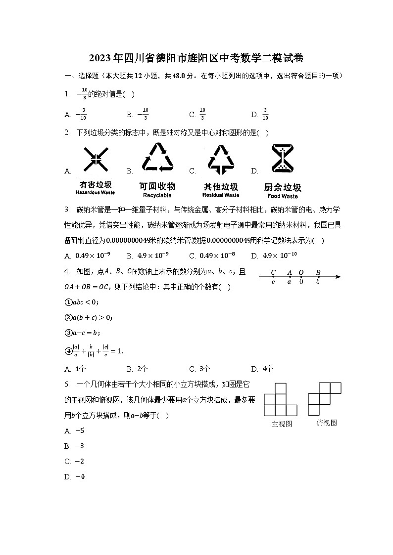 2023年四川省德阳市旌阳区中考数学二模试卷（含解析）01