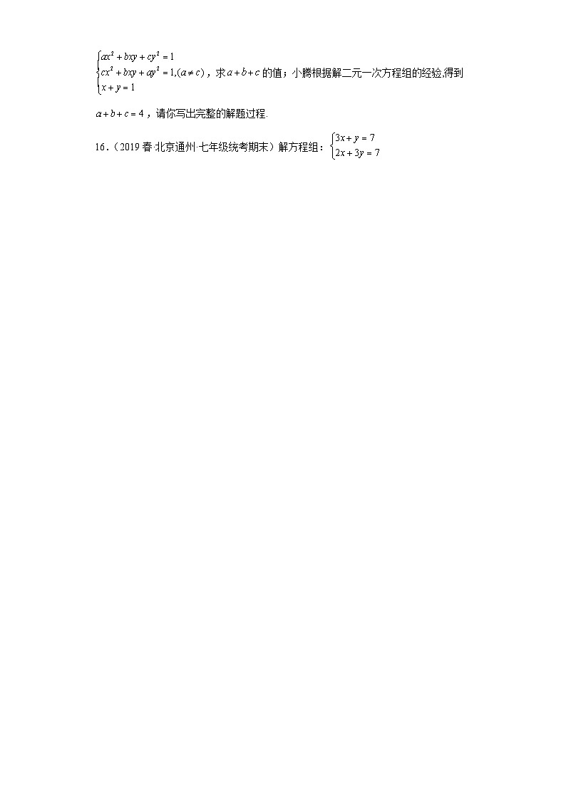 06二元一次方程组和它的解-七年级数学下学期期末复习知识点专题练习（北京专用）第3页