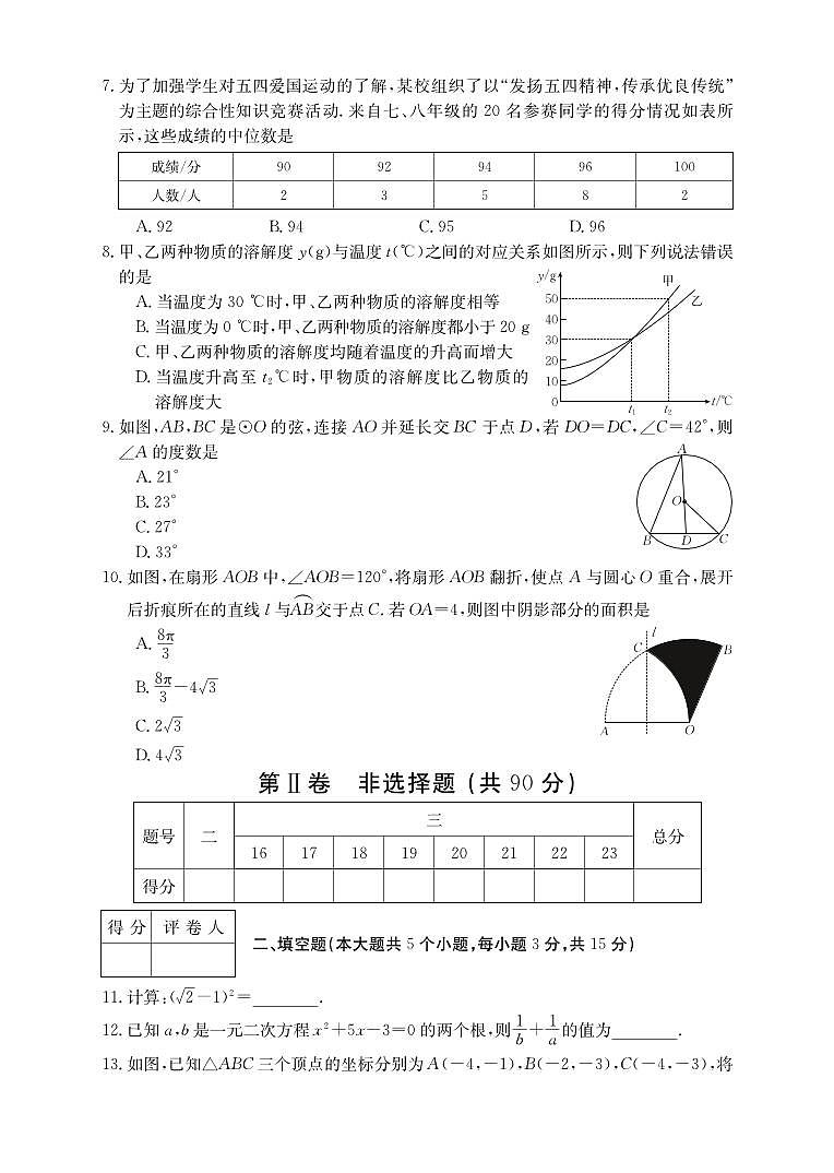2023年山西省吕梁市临县部分学校中考模拟数学试卷02