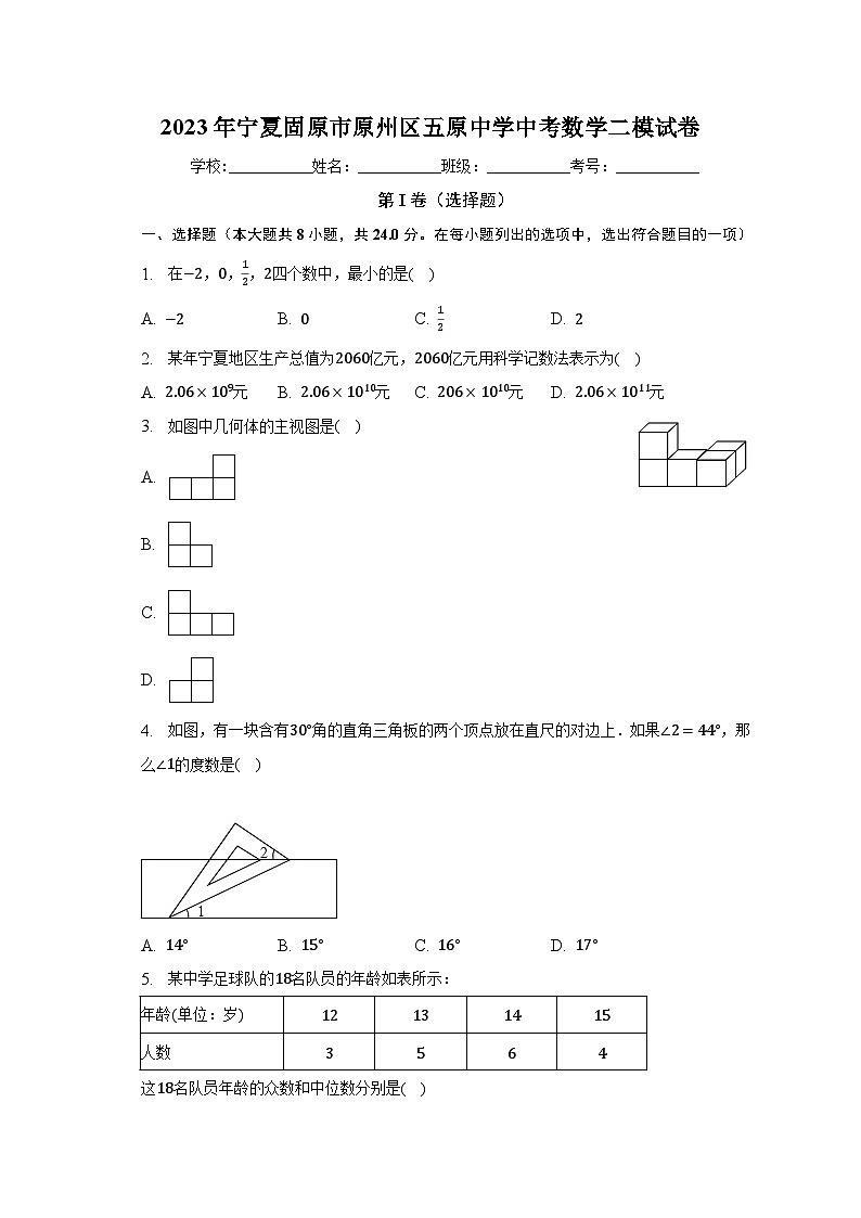 2023年宁夏固原市原州区五原中学中考数学二模试卷（含解析）第1页