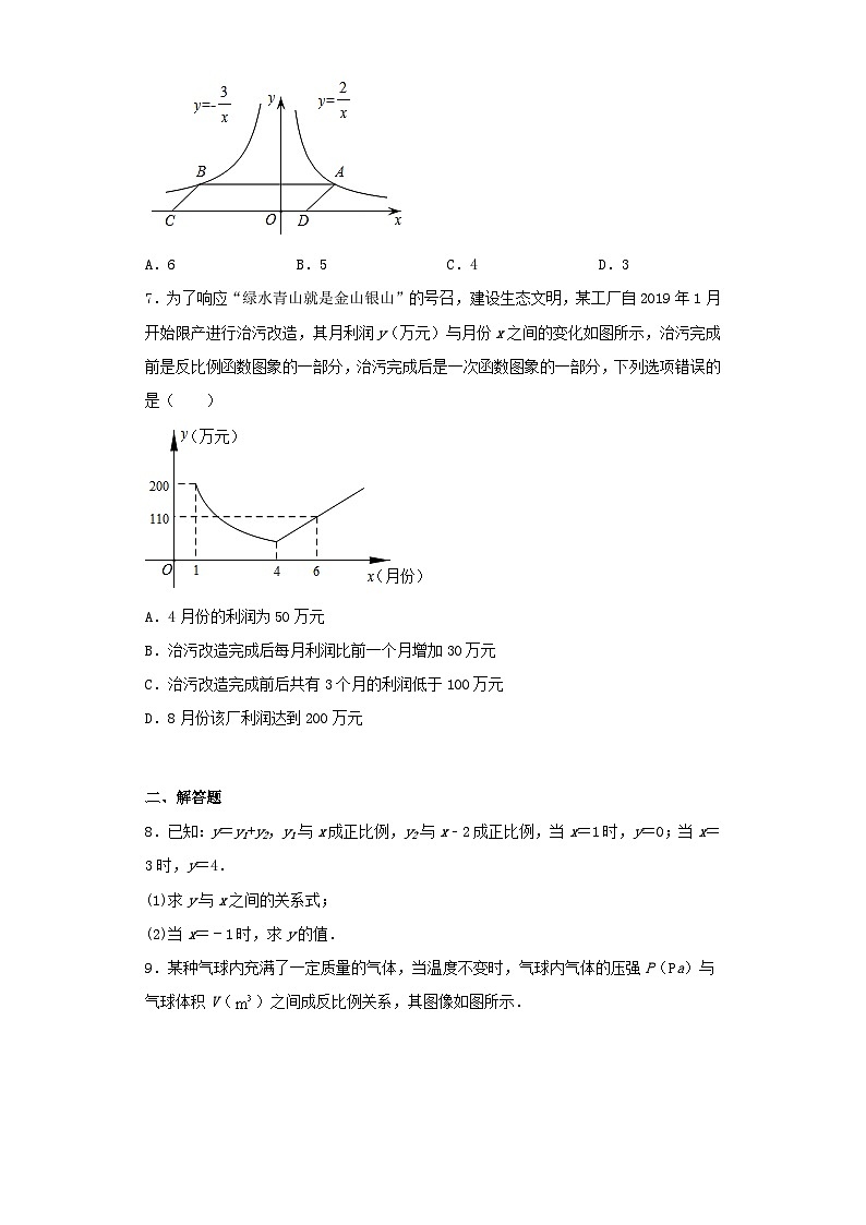 2022-2023学年人教版九年级下第二十六章反比例函数26.1反比例函数练习题（含解析）02