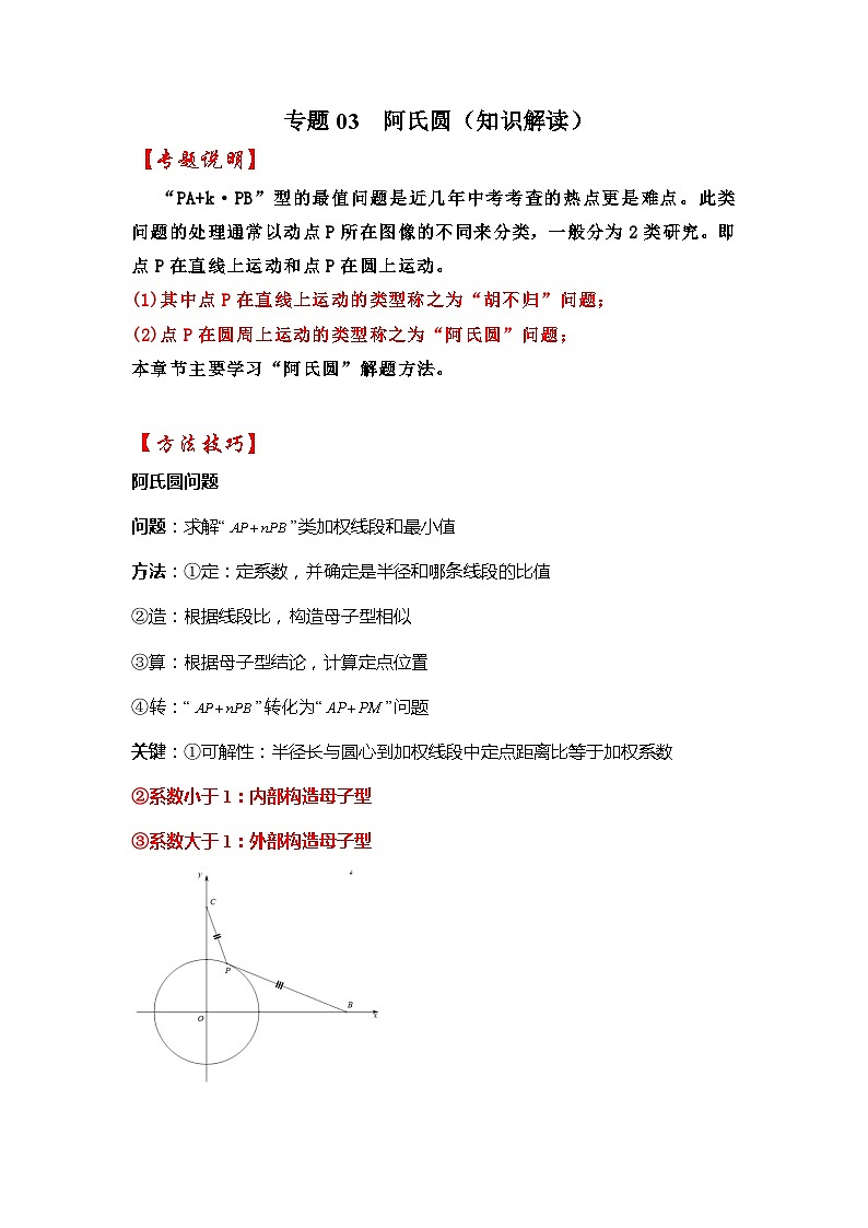 专题03  阿氏圆（知识解读）-备战中考数学《重难点解读•专项训练》（全国通用）01