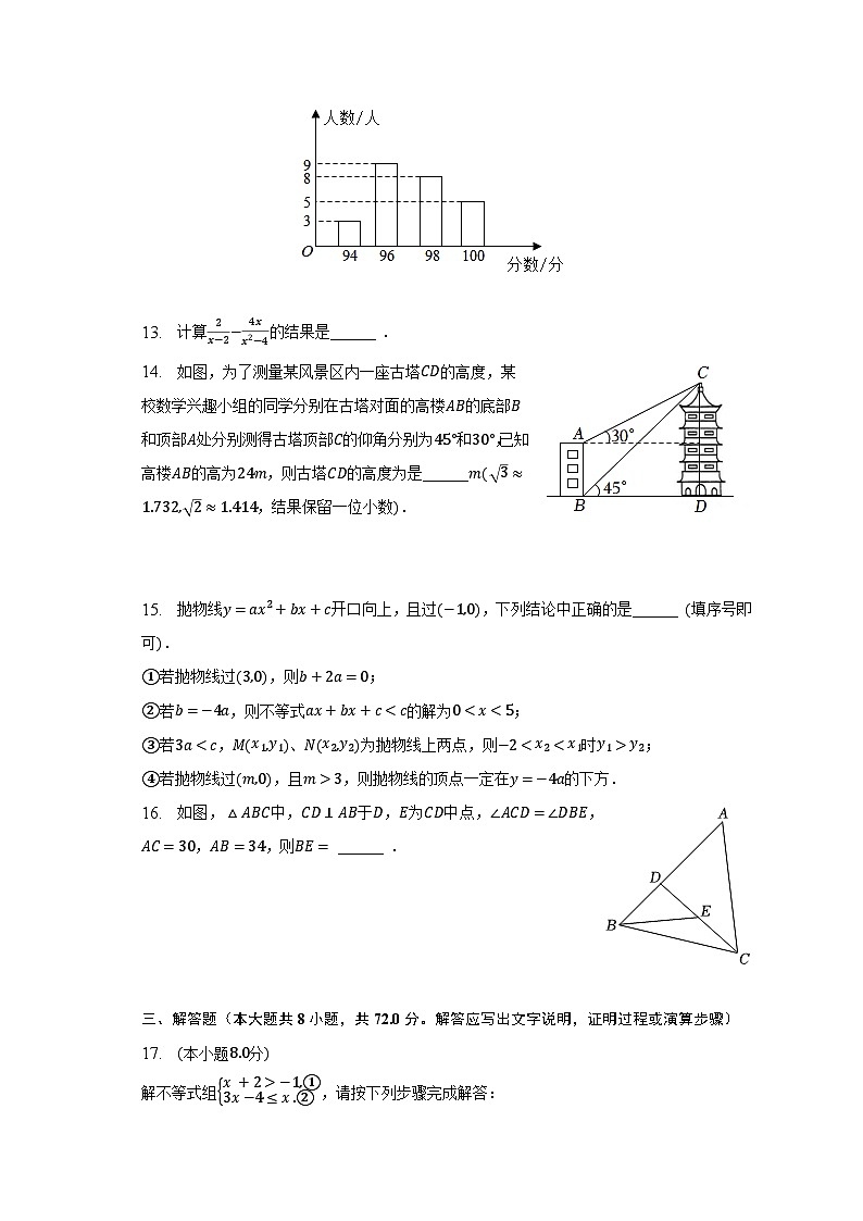 2022-2023学年湖北省武汉市新洲区邾城街九年级（下）月考数学试卷（3月份）（含解析）第3页