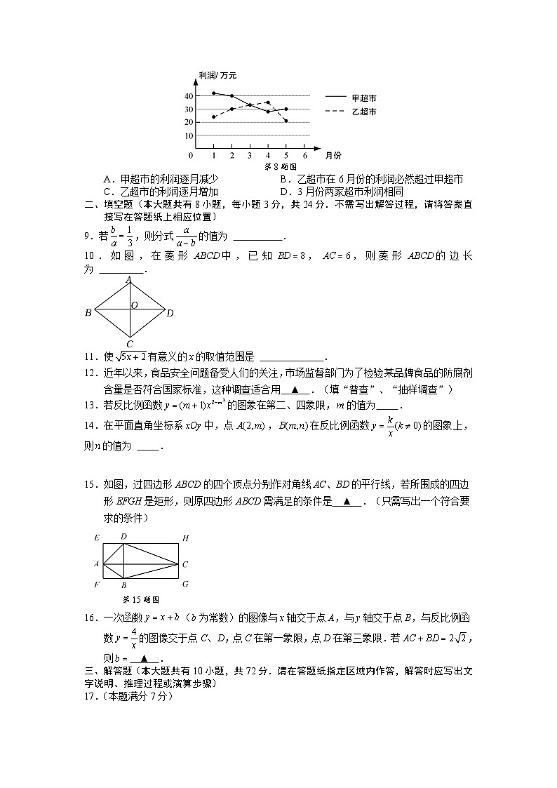 江苏省盐城市初级中学2022--2023学年下学期八年级期末数学练习试题02