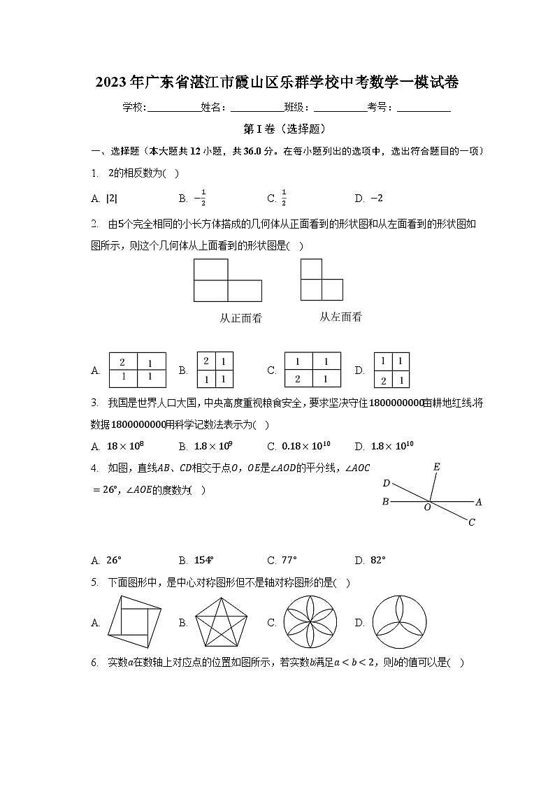 2023年广东省湛江市霞山区乐群学校中考数学一模试卷（含解析）第1页
