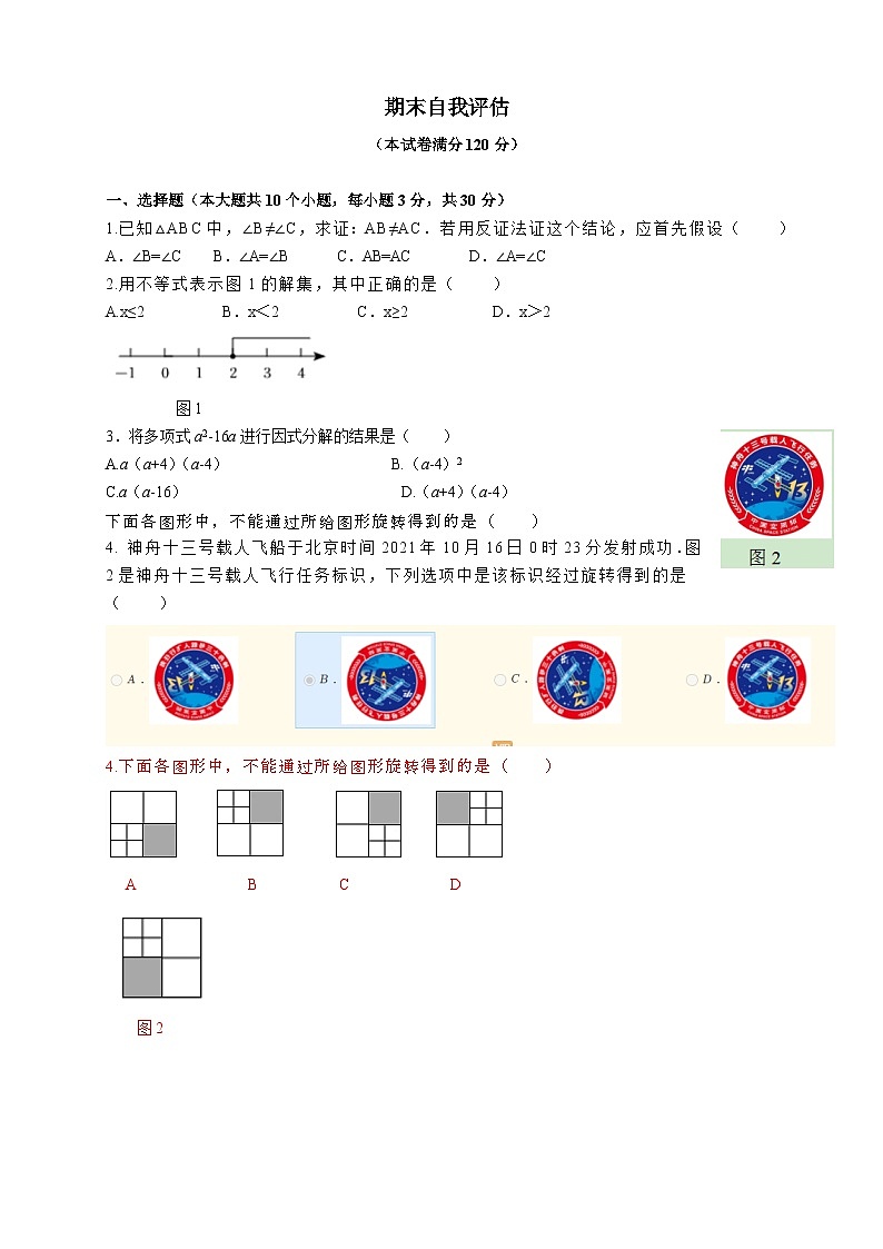 2022-2023学年北师大版数学八年级下册期末自我评估(含答案) 试卷01