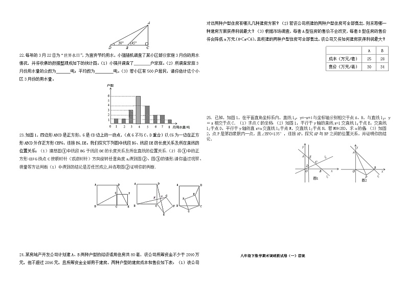 八年级下数学期末调研测试卷-2套三(附答案)第2页