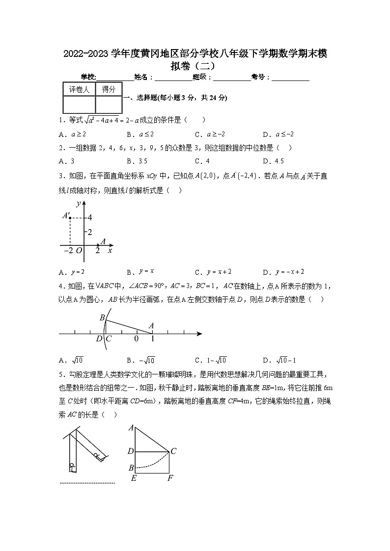 2022-2023学年人教版八年级数学下册期末模拟卷（二）第1页