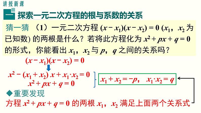 21.2.4 一元二次方程的根与系数的关系 人教版数学九年级上册课件04