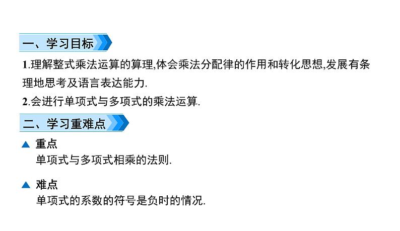 初中数学北师版七年级下册教学课件 第1章  整式的乘除 6课题　单项式乘以多项式第2页