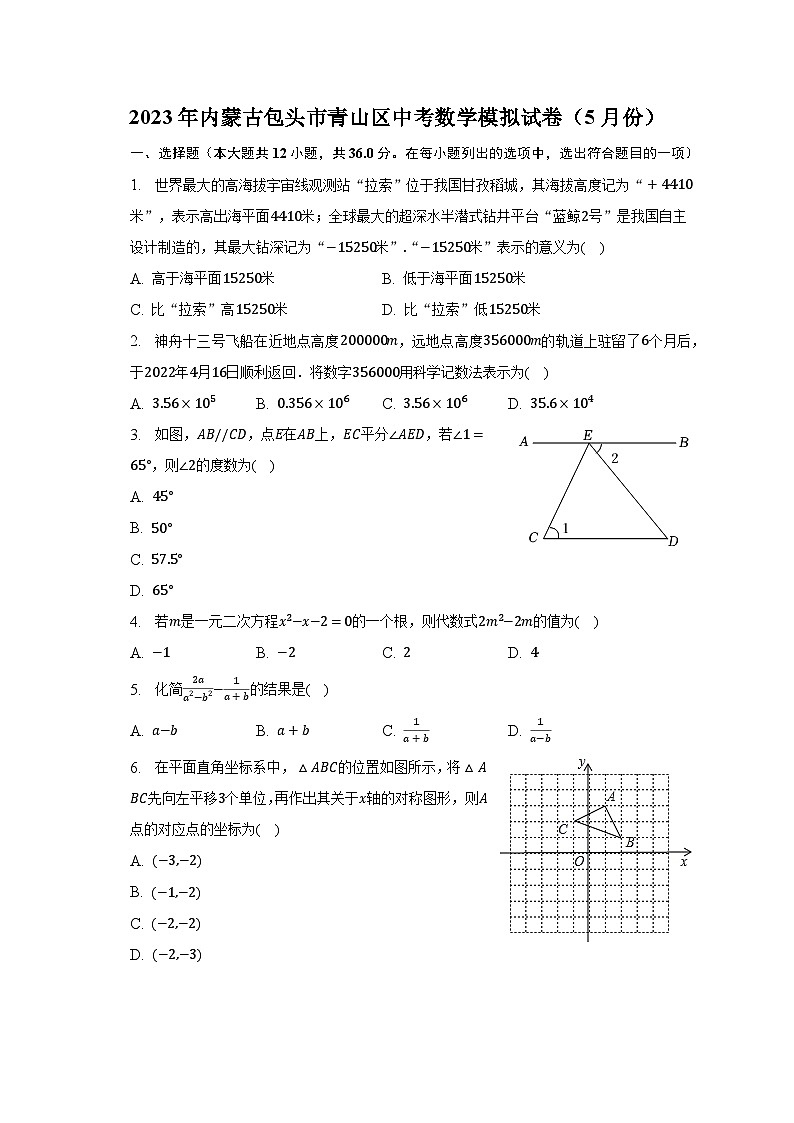 2023年内蒙古包头市青山区中考数学模拟试卷（5月份）（含解析）01