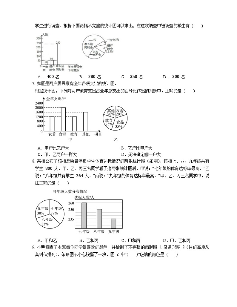 浙教版数学七年级下册同步练习6.3  扇形统计图第2页