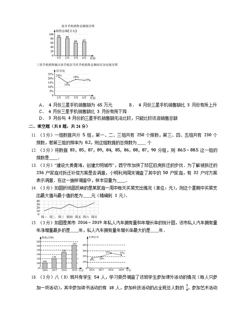 浙教版数学七年级下册同步练习第6章 数据与统计图表 测试卷03