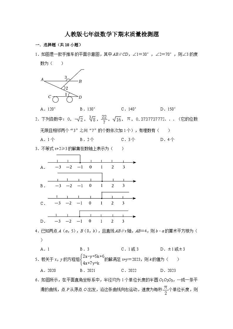 人教版七年级数学下期末质量检测题第1页