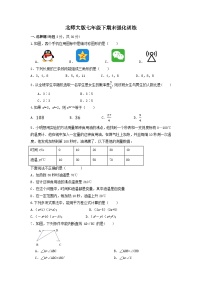 北师大版七年级数学下册期末强化训练试题（无答案）