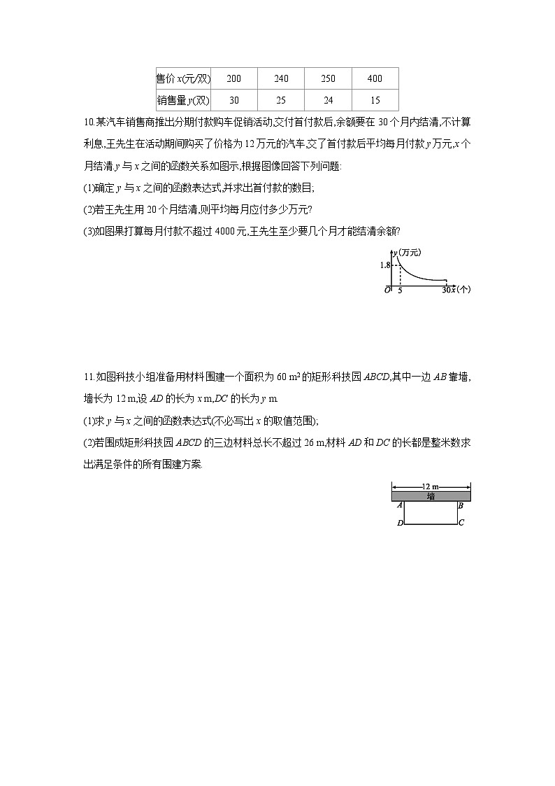 11.3 第1课时 用反比例函数解决问题(1) 苏科版数学八年级下册同步课时练习(含解析)03