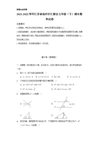 2021-2022学年江苏省扬州市江都区七年级（下）期末数学试卷(含解析)