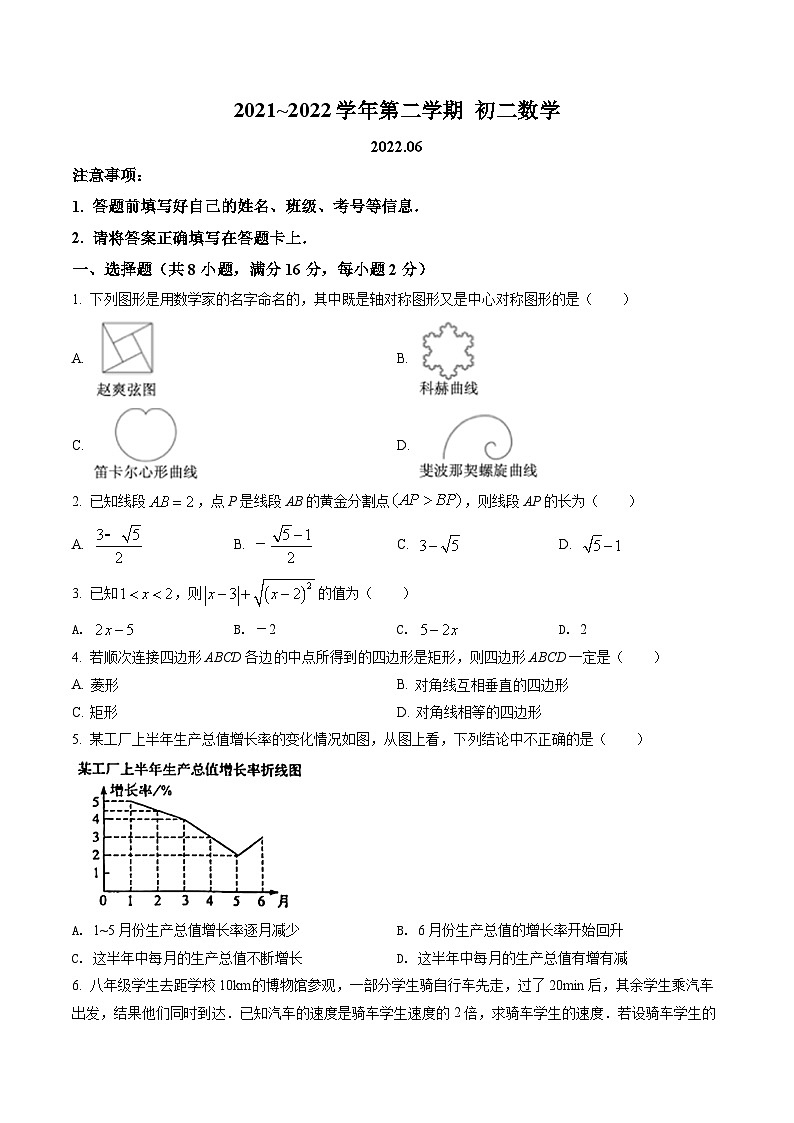 江苏省苏州市苏州高新区实验初级中学2021-2022学年八年级下学期期末数学试题01