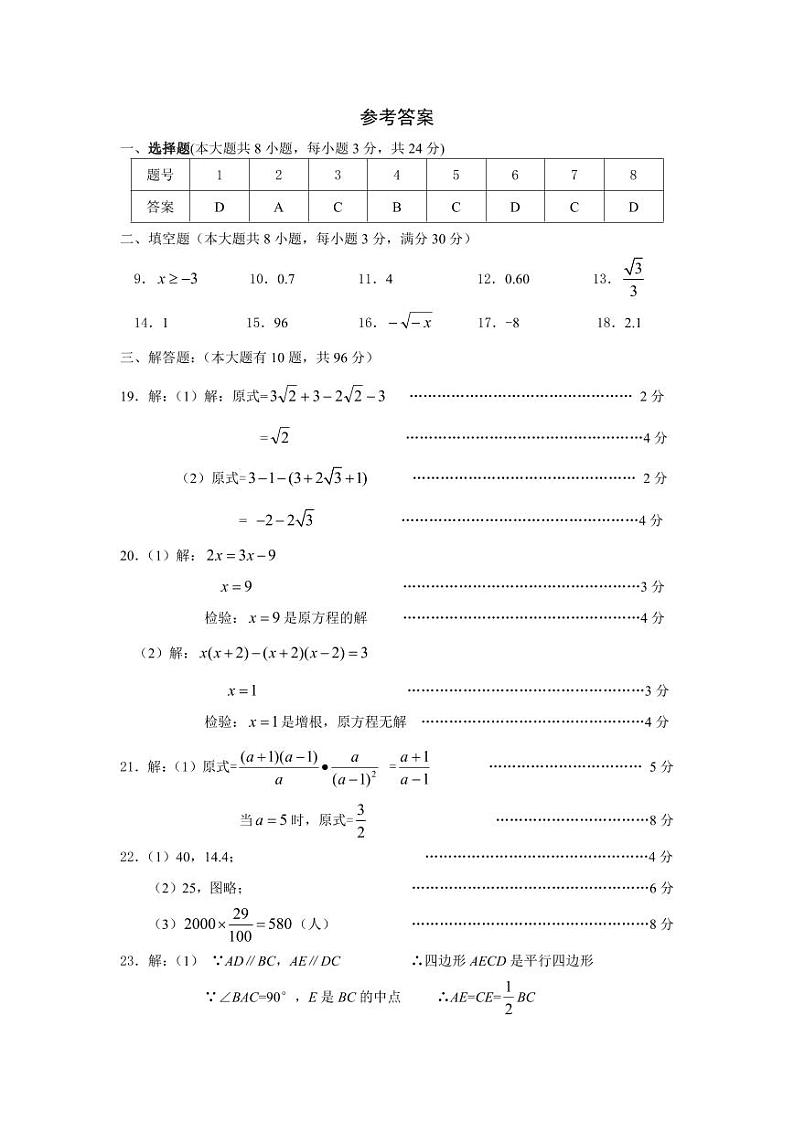 江苏省扬州市江都区2021-2022学年八年级下学期期末数学试卷01
