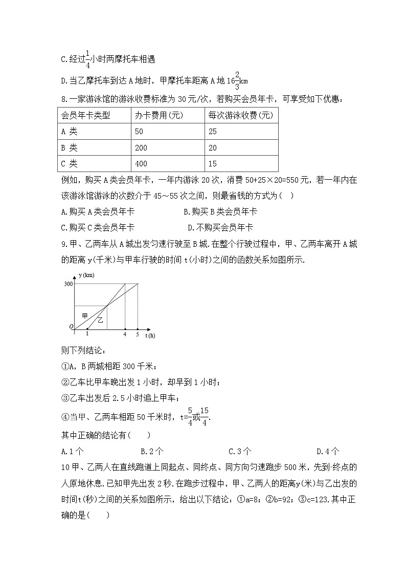 人教版八年级数学下册《一次函数实际问题》期末专题复习(含答案)03