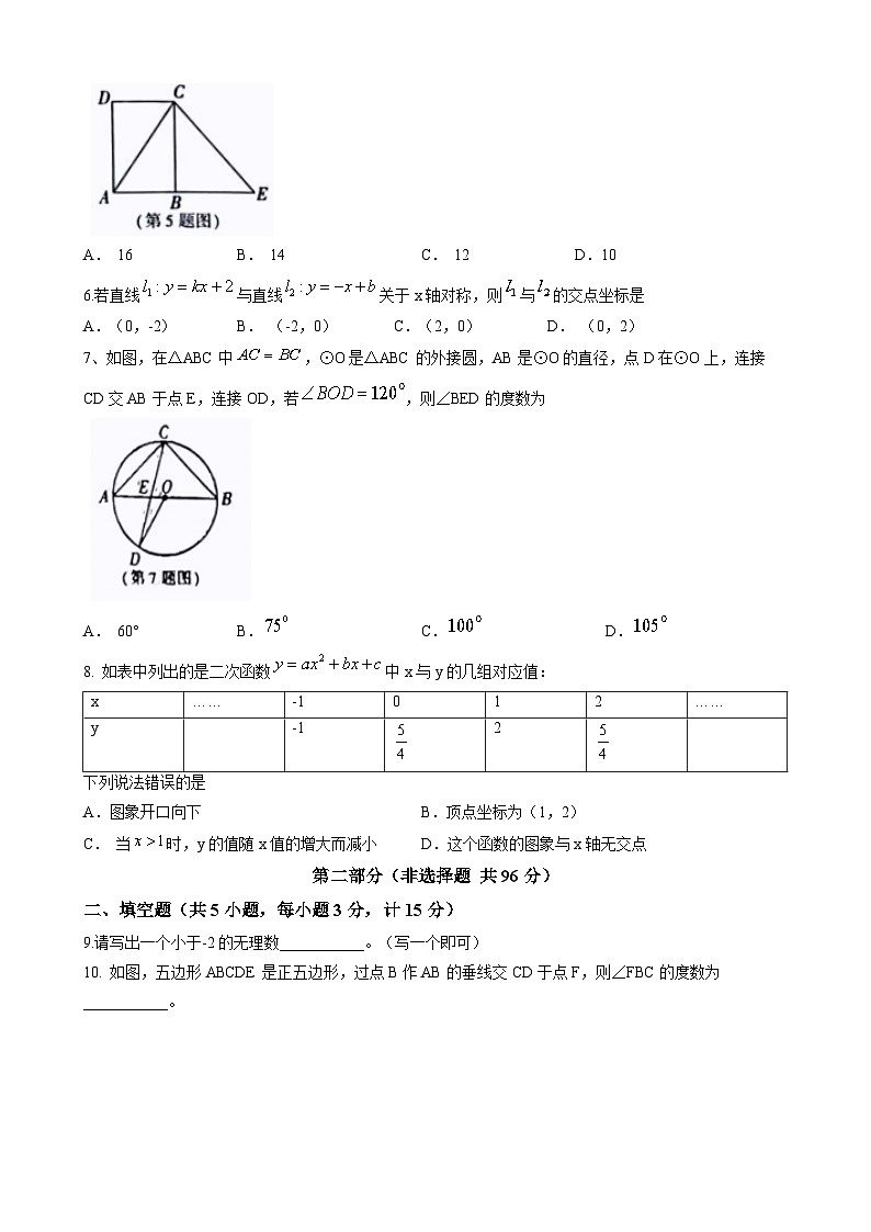 2023年陕西省渭南市合阳县中考二模数学试题02