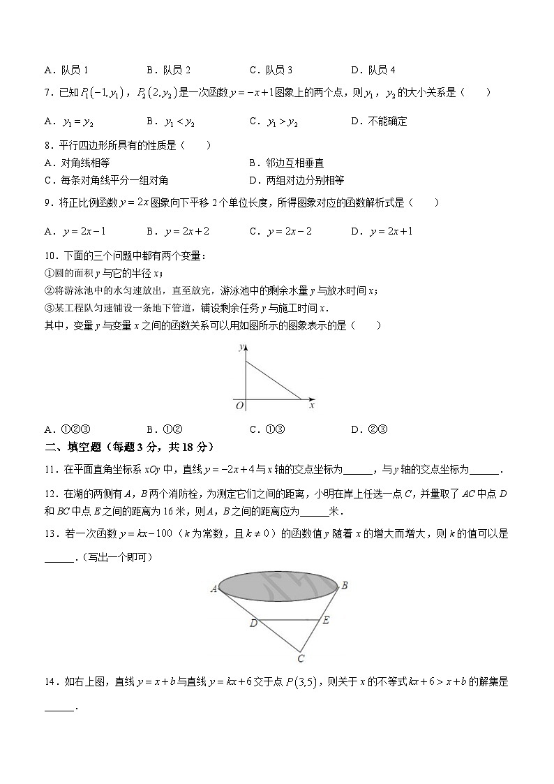 北京市海淀外国语实验学校2022-2023学年八年级下学期6月月考数学试题(无答案)第2页