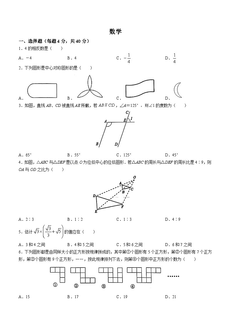 2023年重庆市渝中区巴蜀中学校中考三模数学试题（含答案）01