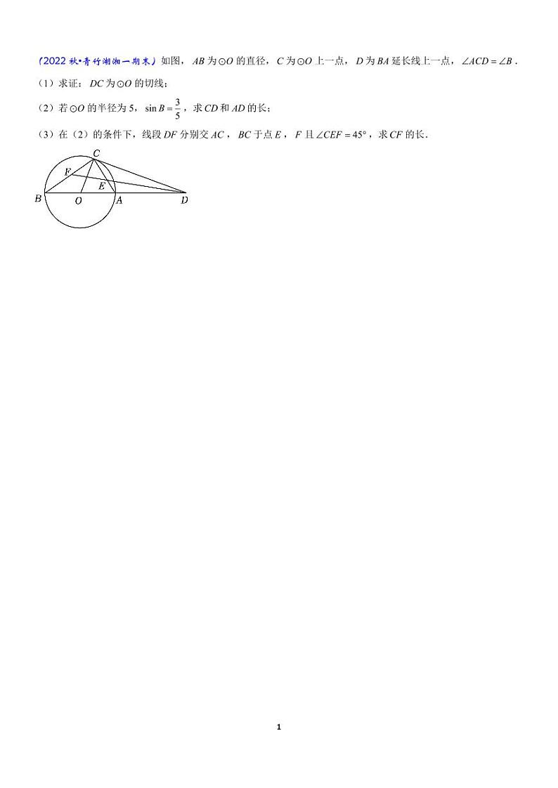 中考数学压轴题（14）——圆与角度第1页