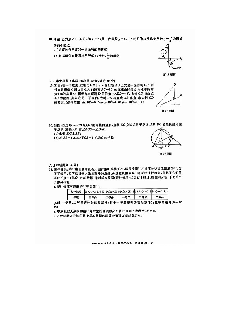 2023年安徽中考定准卷•数学试卷及参考答案03