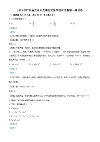 精品解析：2023年广东省茂名市茂南区文悦学校中考一模数学试题（解析版）