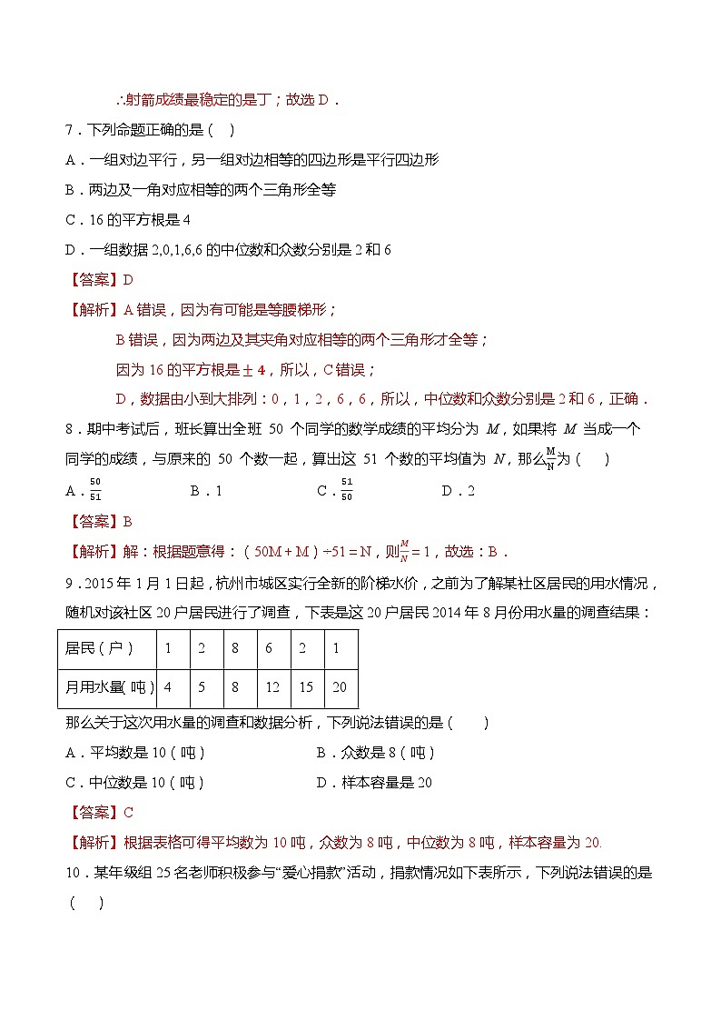 第二十章 数据的分析章末练习-【题型分类归纳】2022-2023学年八年级数学下册同步讲与练（人教版）03
