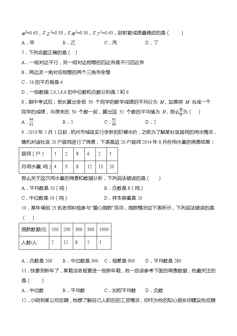 第二十章 数据的分析章末练习-【题型分类归纳】2022-2023学年八年级数学下册同步讲与练（人教版）02