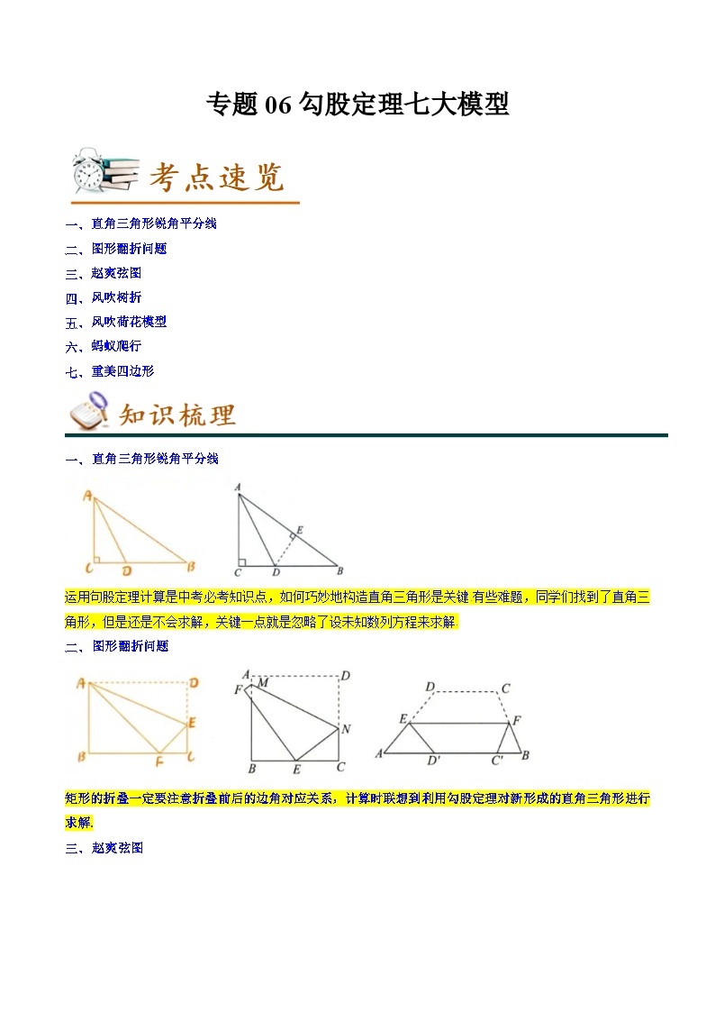 专题06勾股定理七大模型-2022-2023学年八年级数学下学期期末考点大串讲（北师大版）01