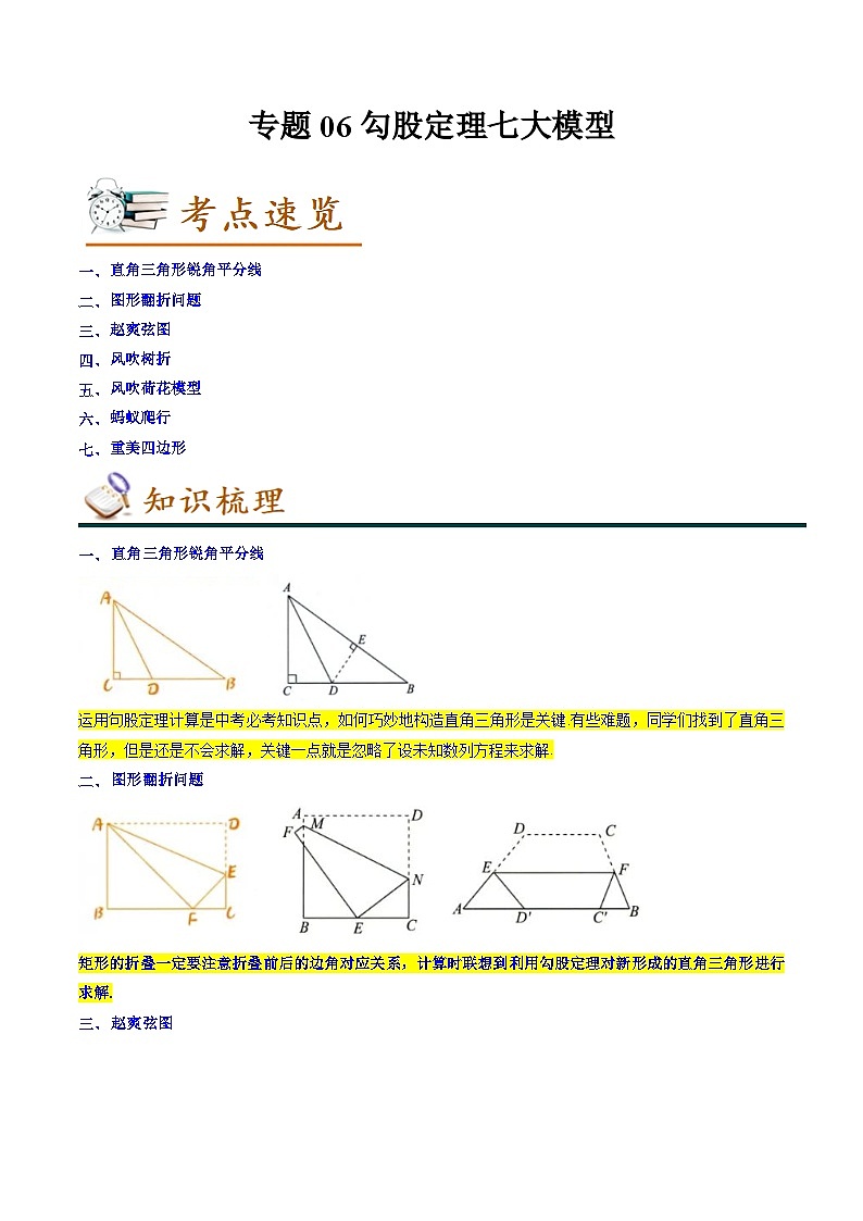 专题06勾股定理七大模型-2022-2023学年八年级数学下学期期末考点大串讲（北师大版）01