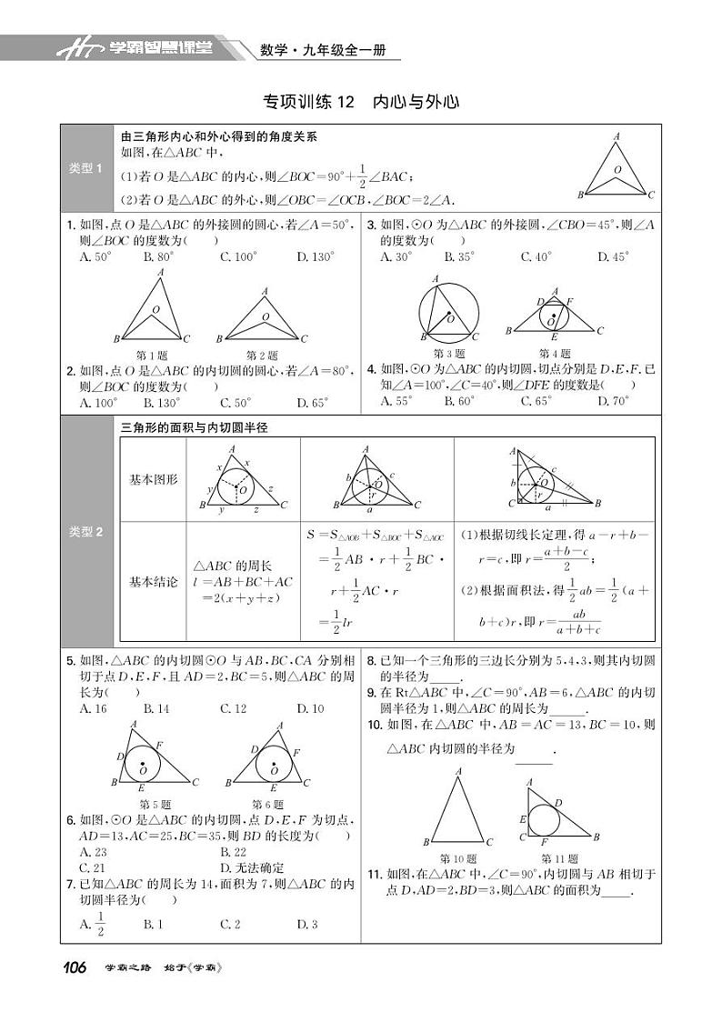 24 专项训练12 内心与外心第1页