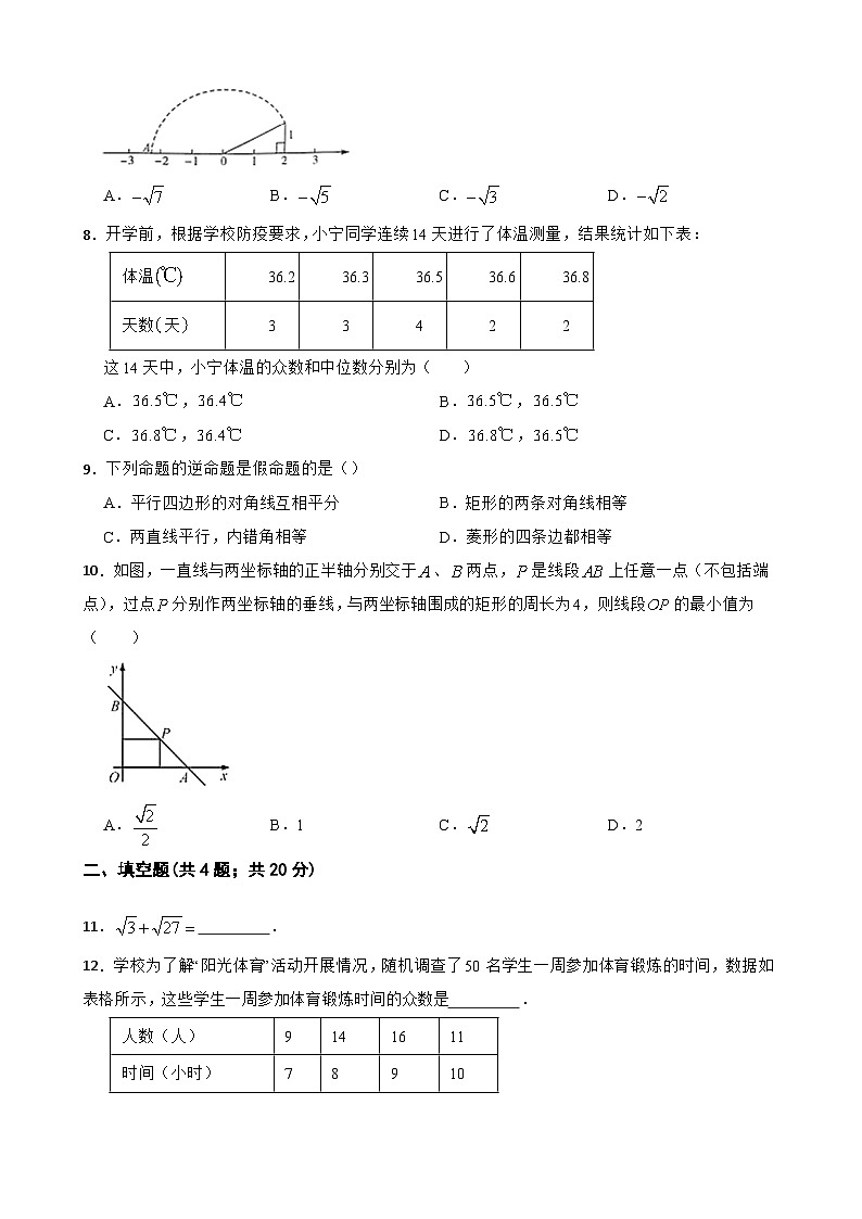 2022-2023学年人教版八年级数学下册期末模拟试卷（含答案）02